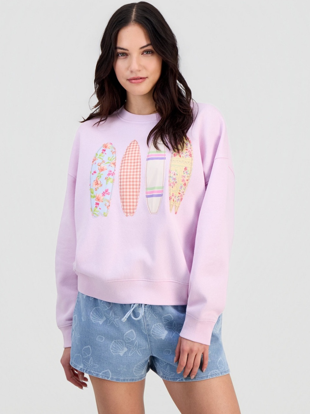 Self Esteem Juniors' Patchwork Surfboard Sweatshirt